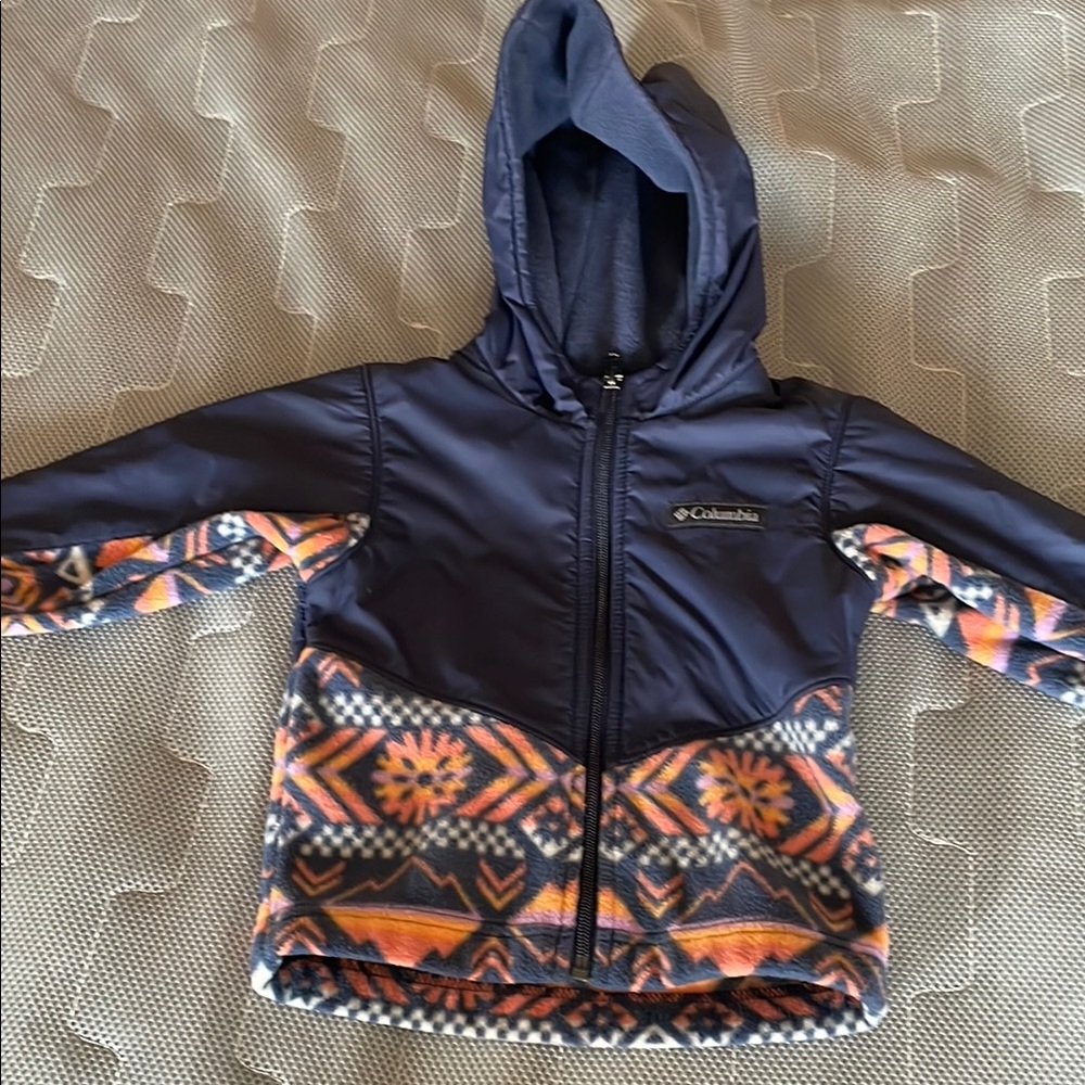 Columbia Kids' Patterned Hooded Jacket - Navy and Orange